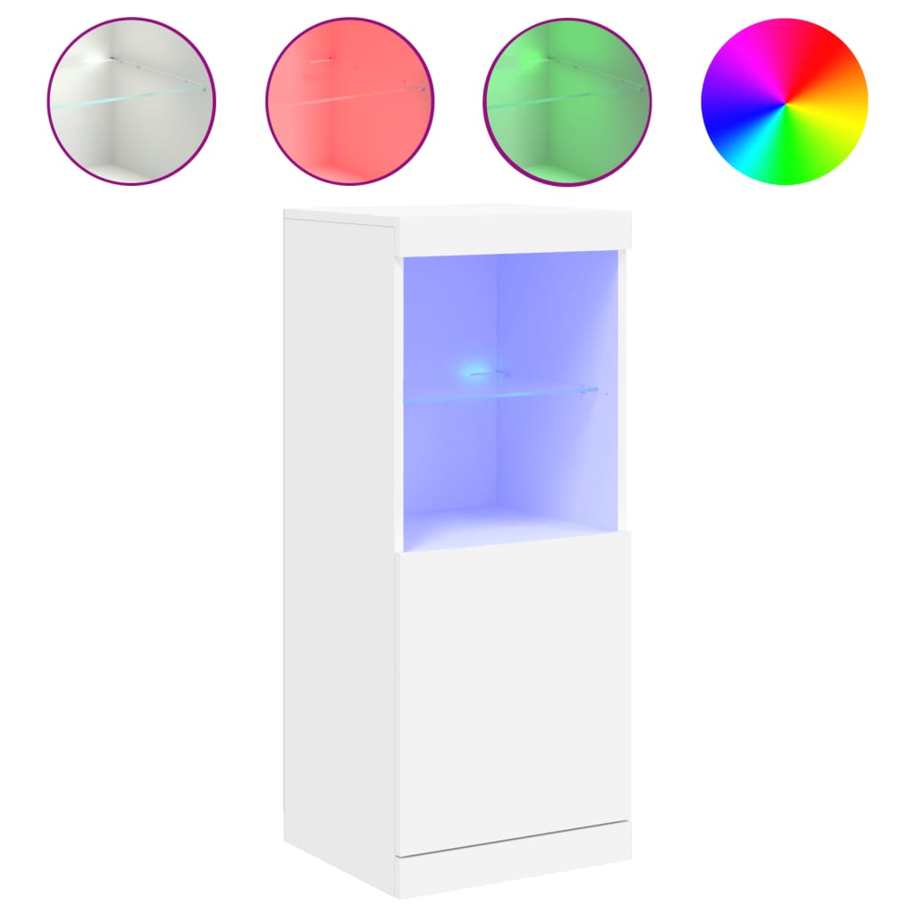 skænk med LED-lys 41x37x100 cm hvid