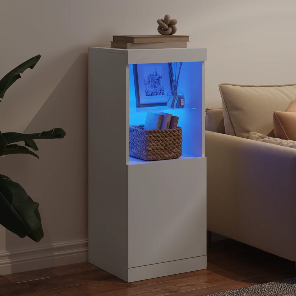 skænk med LED-lys 41x37x100 cm hvid