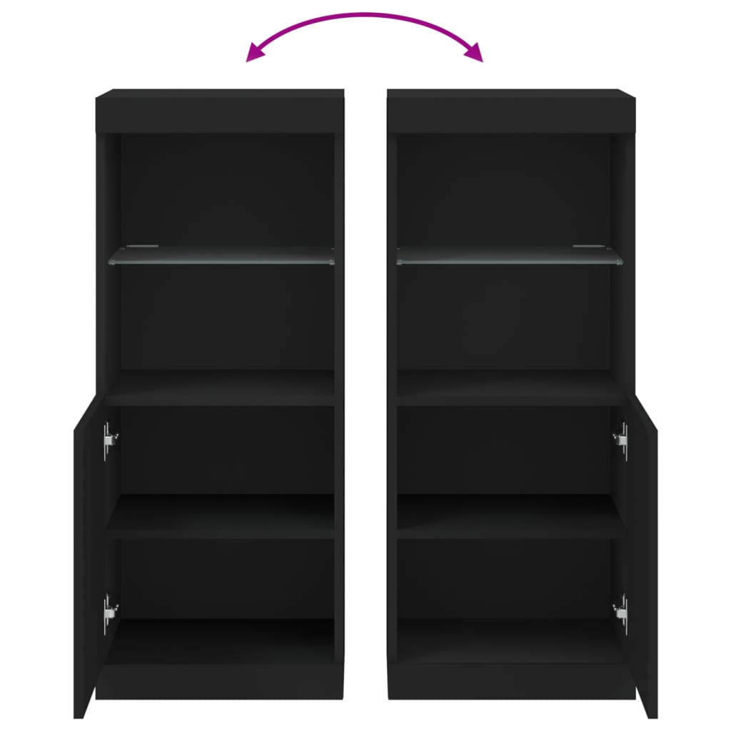 skænk med LED-lys 41x37x100 cm sort