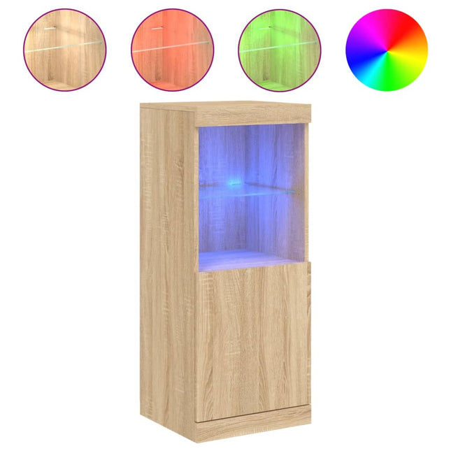 skænk med LED-lys 41x37x100 cm sonoma-eg