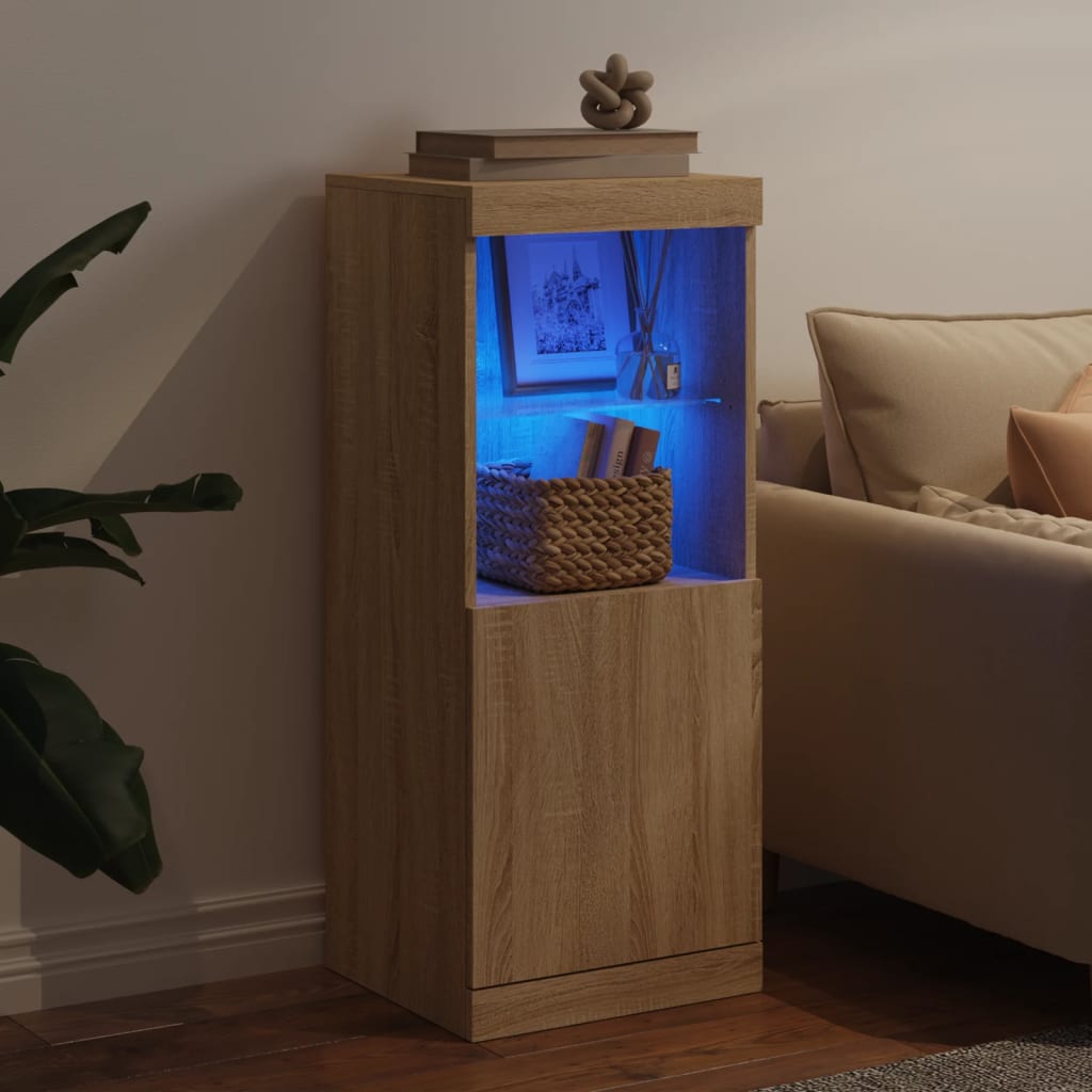 skænk med LED-lys 41x37x100 cm sonoma-eg