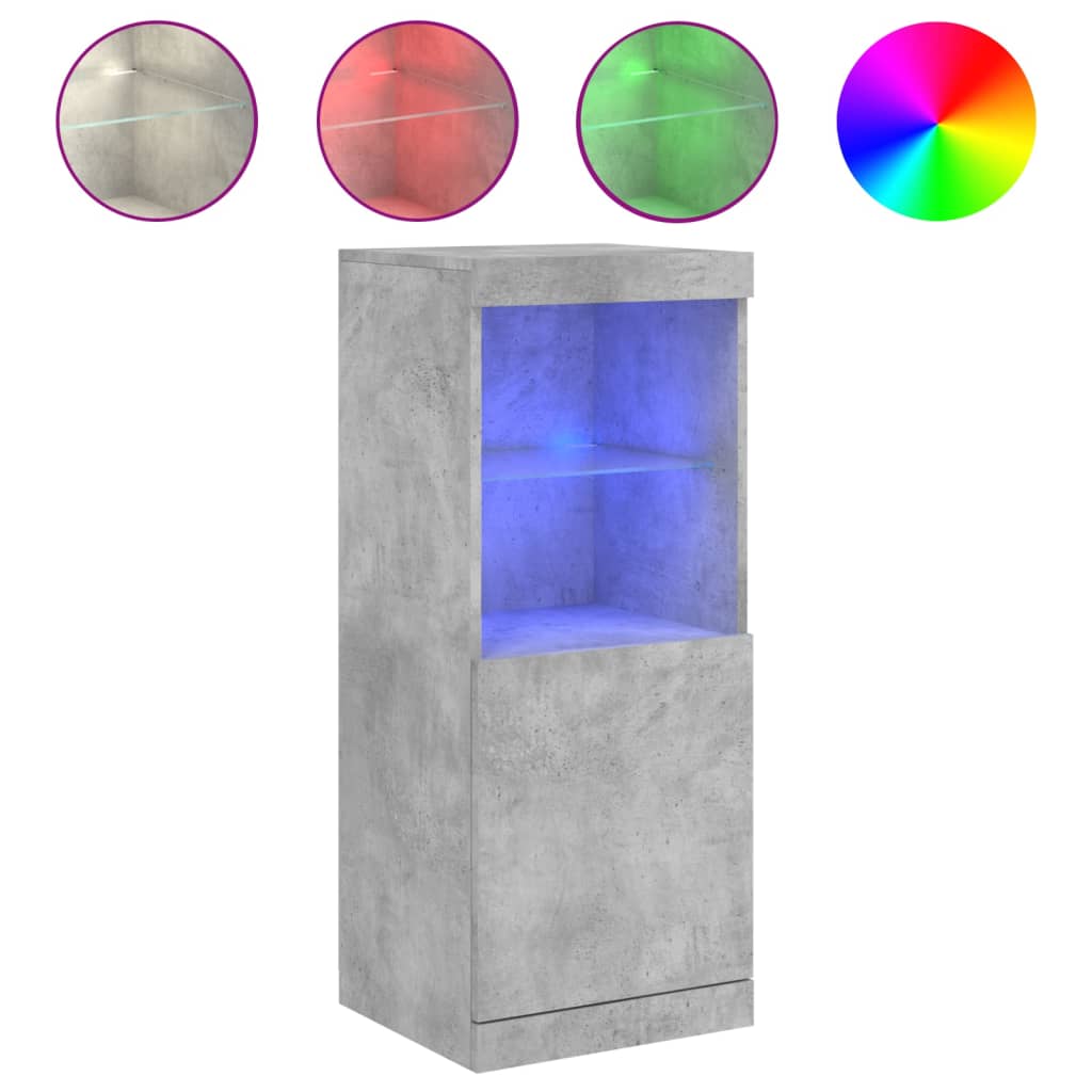 skænk med LED-lys 41x37x100 cm betongrå