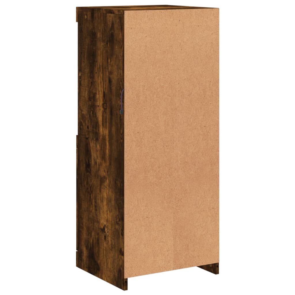 skænk med LED-lys 41x37x100 cm røget egetræsfarve