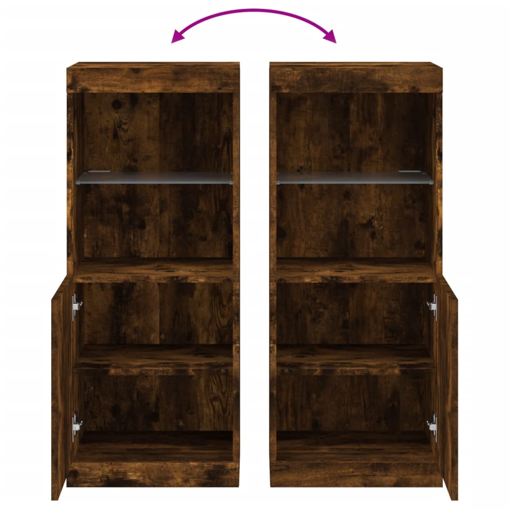 skænk med LED-lys 41x37x100 cm røget egetræsfarve