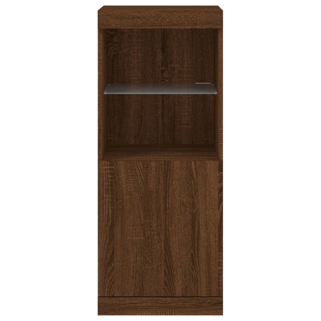 skænk med LED-lys 41x37x100 cm røget egetræsfarve