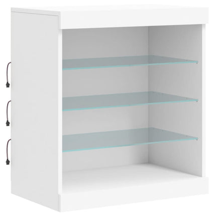 skænk med LED-lys 60,5x37x67 cm hvid