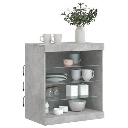 skænk med LED-lys 60,5x37x67 cm betongrå