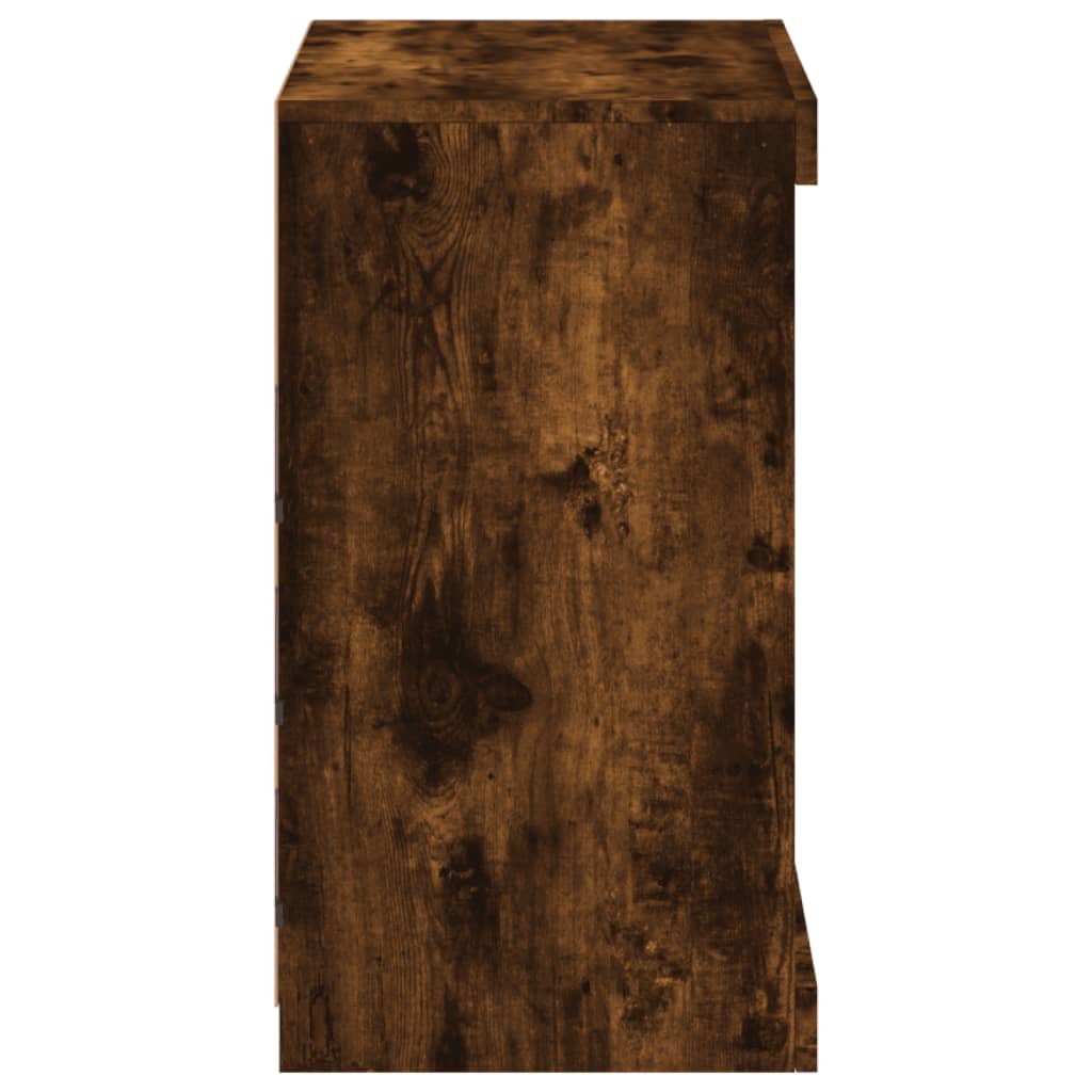 skænk med LED-lys 60,5x37x67 cm røget egetræsfarve