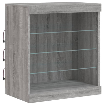 skænk med LED-lys 60,5x37x67 cm grå sonoma-eg