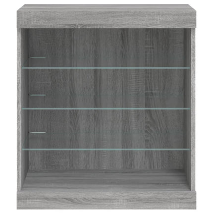 skænk med LED-lys 60,5x37x67 cm grå sonoma-eg