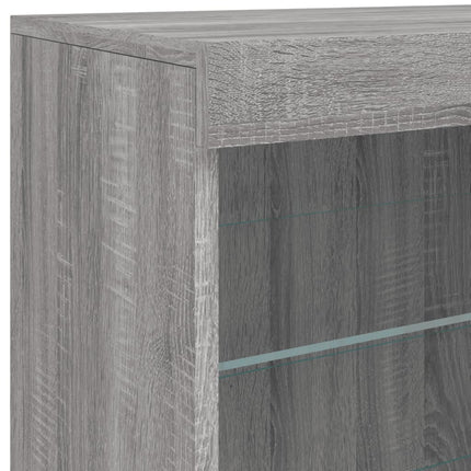 skænk med LED-lys 60,5x37x67 cm grå sonoma-eg
