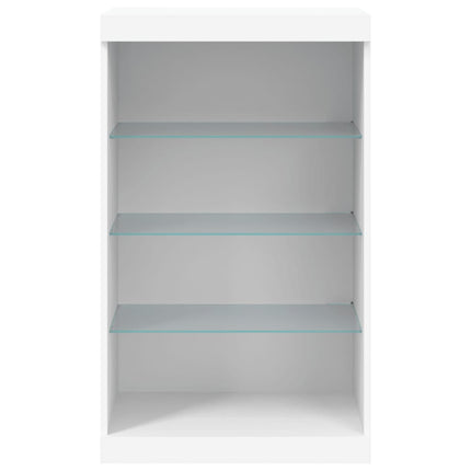 skænk med LED-lys 60,5x37x100 cm hvid
