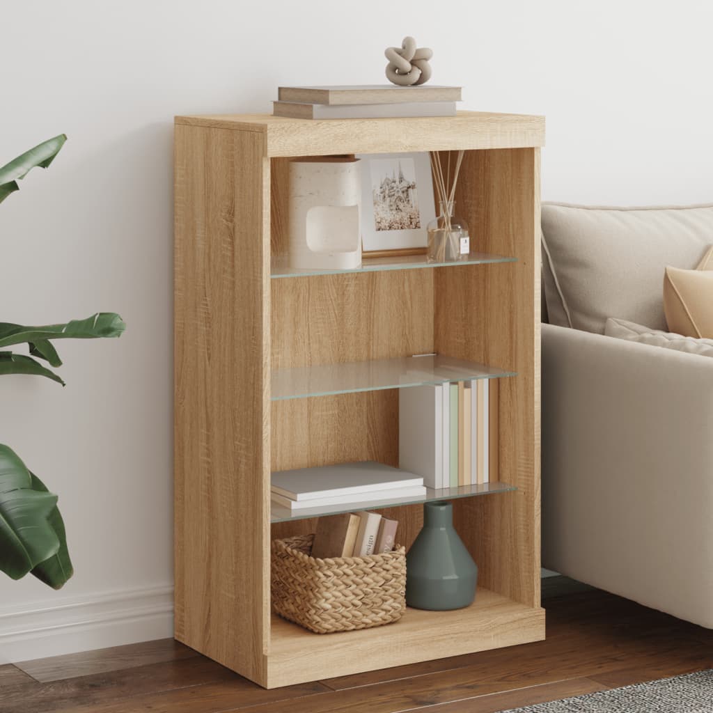 skænk med LED-lys 60,5x37x100 cm sonoma-eg