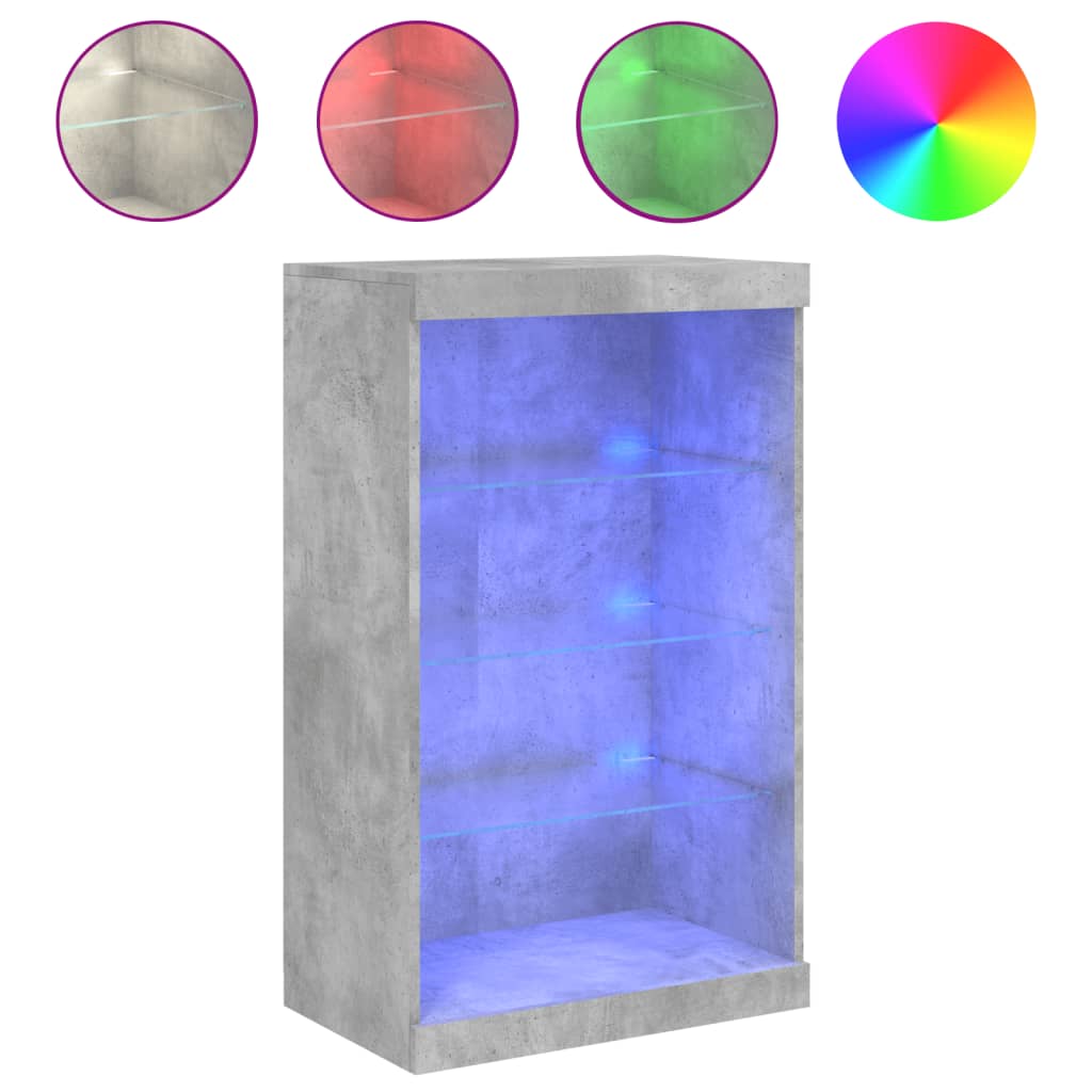 skænk med LED-lys 60,5x37x100 cm betongrå