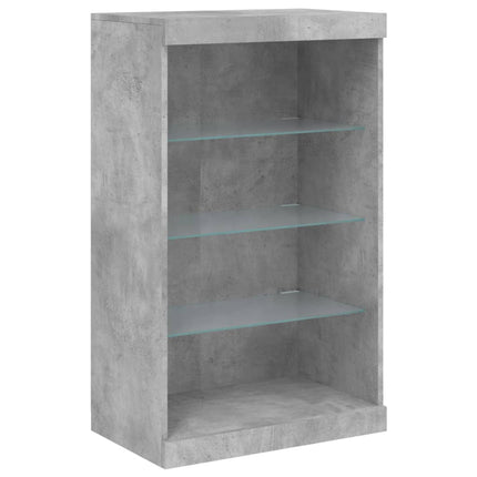 skænk med LED-lys 60,5x37x100 cm betongrå