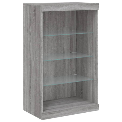 skænk med LED-lys 60,5x37x100 cm grå sonoma-eg