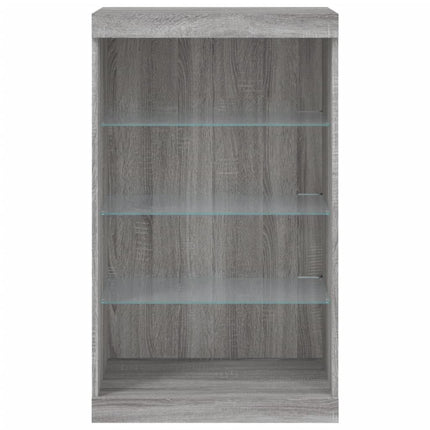 skænk med LED-lys 60,5x37x100 cm grå sonoma-eg