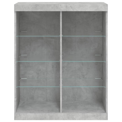 skænk med LED-lys 81x37x100 cm betongrå
