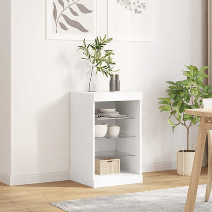 skænk med LED-lys 41x37x67 cm hvid