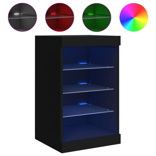 skænk med LED-lys 41x37x67 cm sort