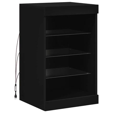 skænk med LED-lys 41x37x67 cm sort