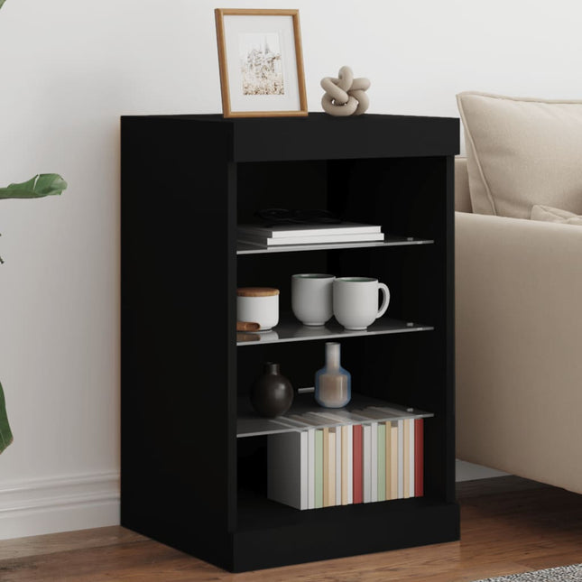 skænk med LED-lys 41x37x67 cm sort