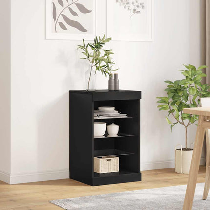 skænk med LED-lys 41x37x67 cm sort