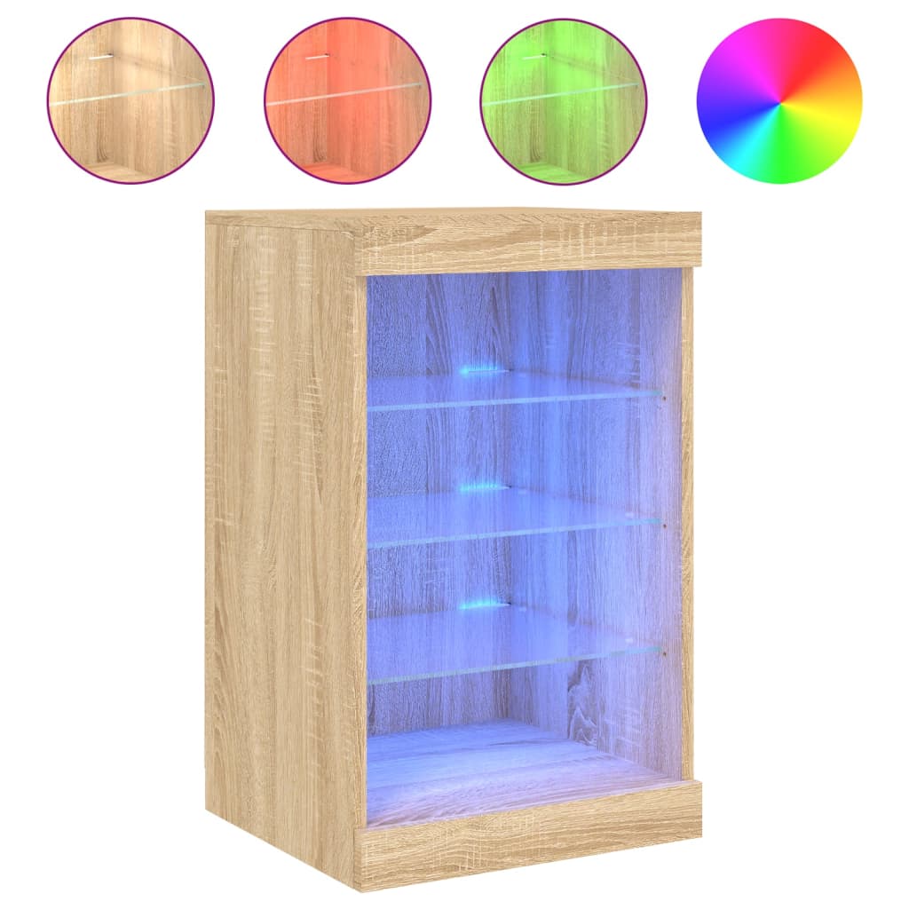 skænk med LED-lys 41x37x67 cm sonoma-eg