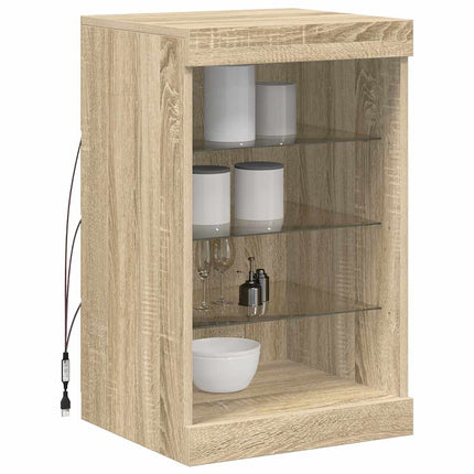 skænk med LED-lys 41x37x67 cm sonoma-eg