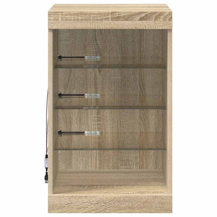 skænk med LED-lys 41x37x67 cm sonoma-eg
