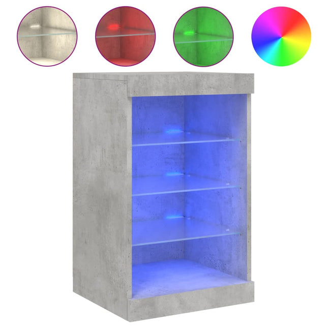 skænk med LED-lys 41x37x67 cm betongrå