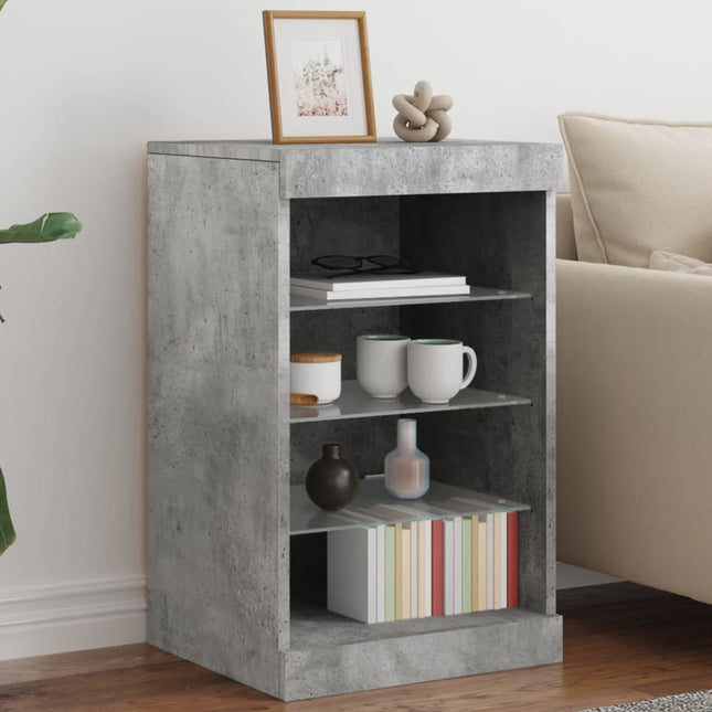 skænk med LED-lys 41x37x67 cm betongrå