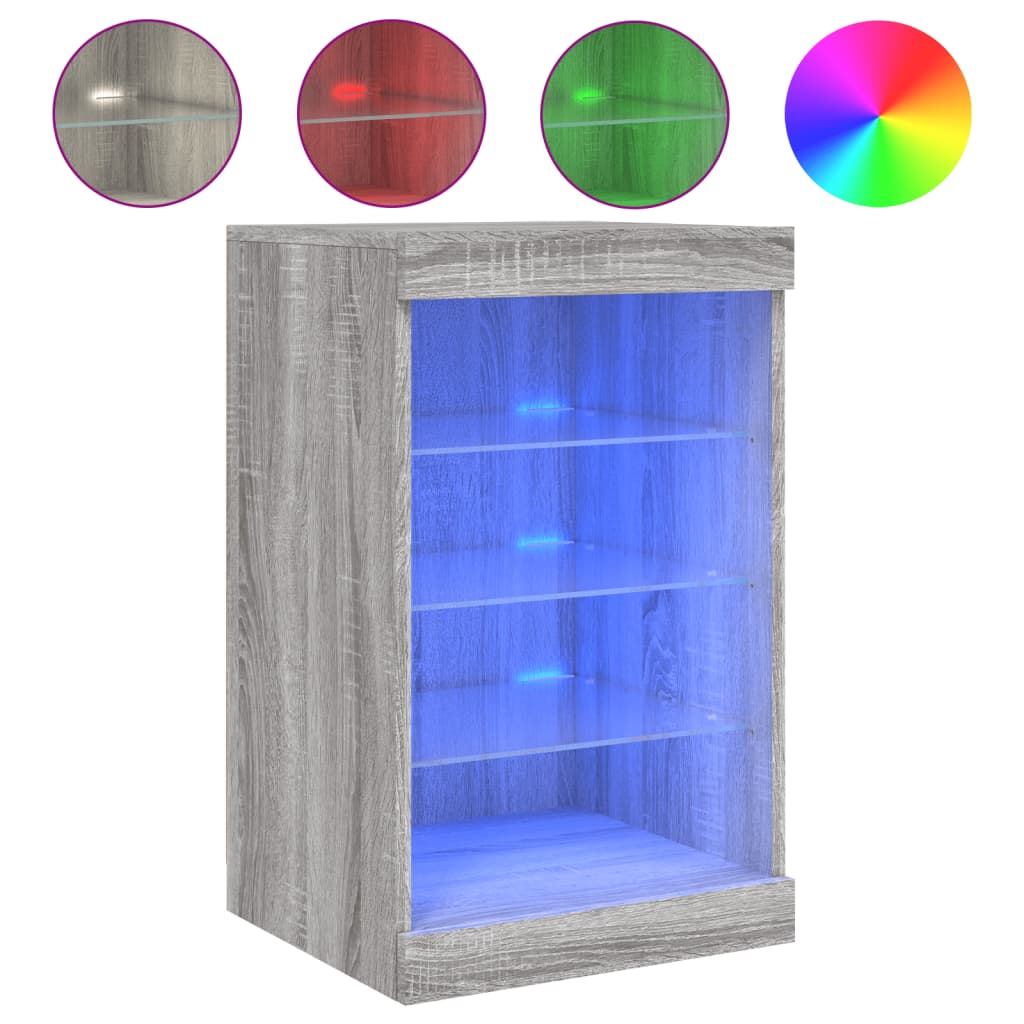 skænk med LED-lys 41x37x67 cm grå sonoma-eg