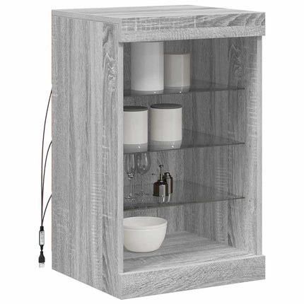 skænk med LED-lys 41x37x67 cm grå sonoma-eg