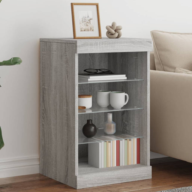 skænk med LED-lys 41x37x67 cm grå sonoma-eg