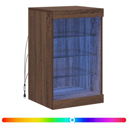 skænk med LED-lys 41x37x67 cm brun egetræsfarve