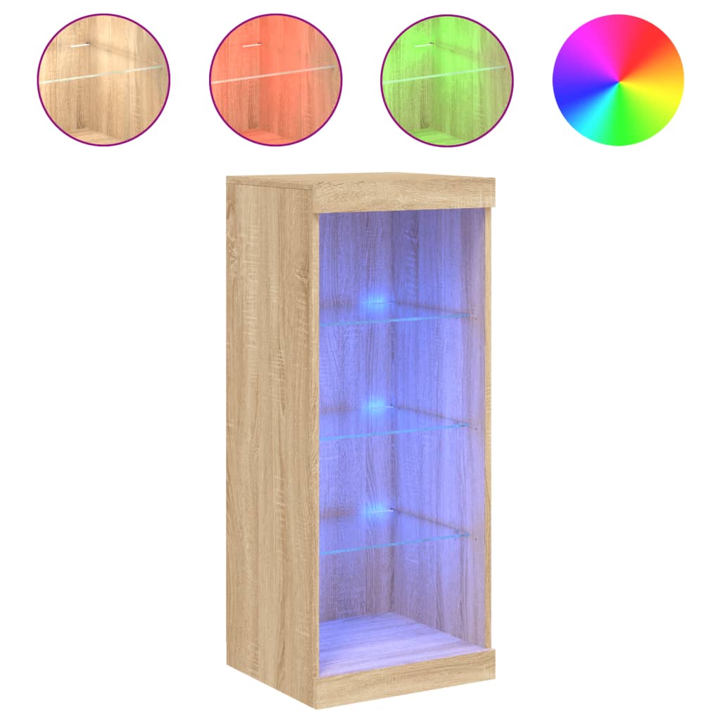 skænk med LED-lys 41x37x100 cm sonoma-eg