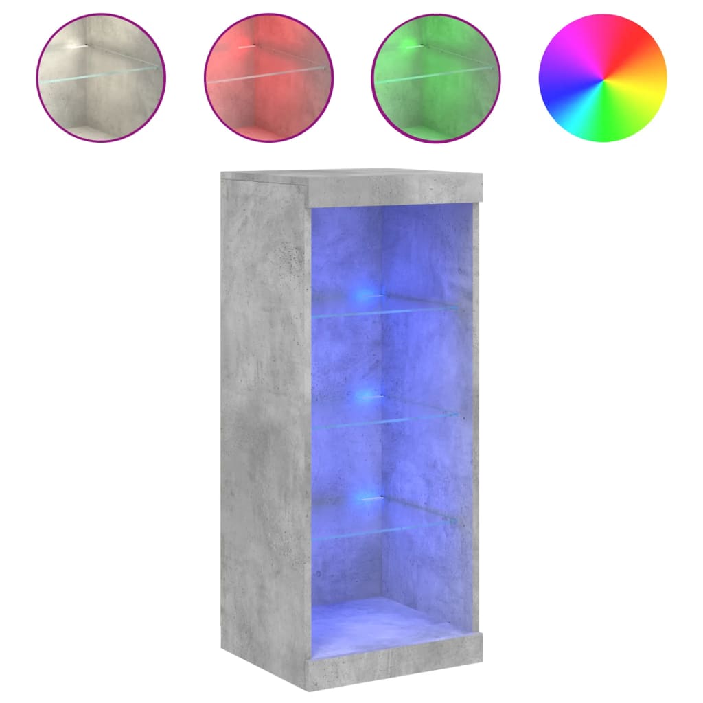 skænk med LED-lys 41x37x100 cm betongrå