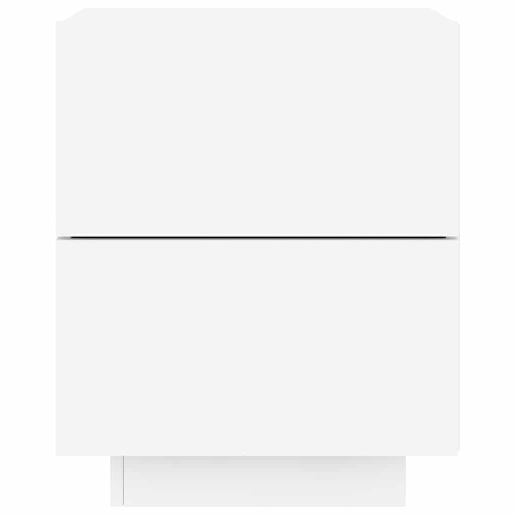 sengeborde 2 stk. med LED-lys konstrueret træ hvid