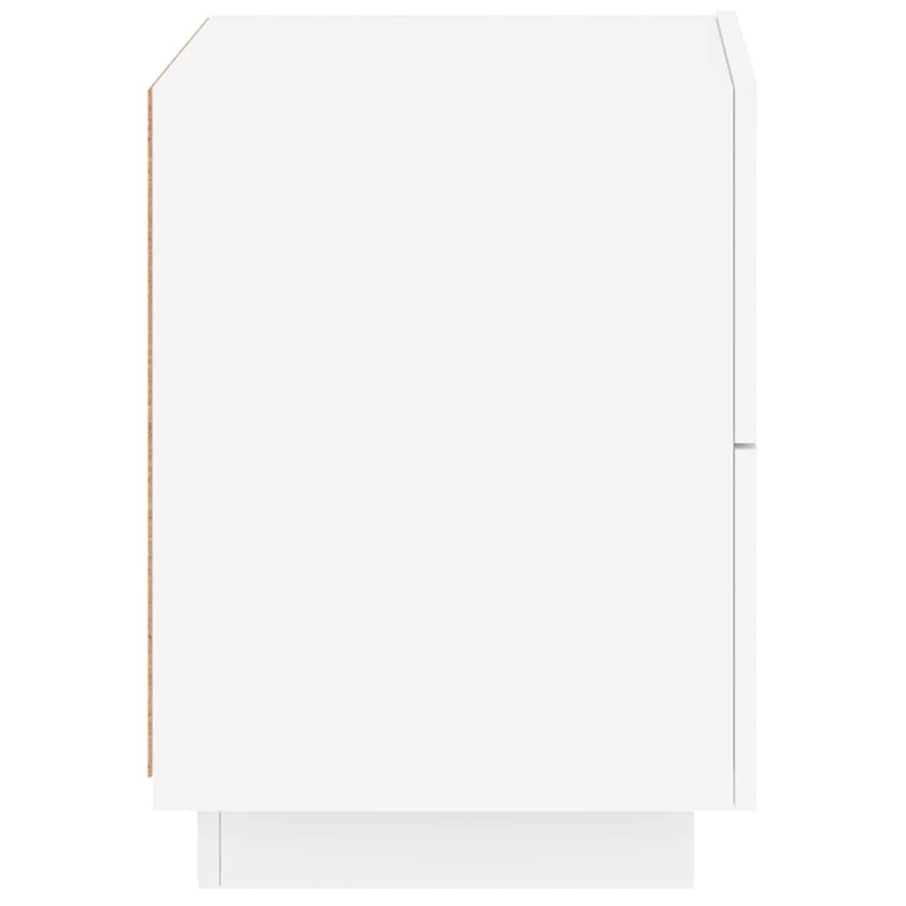 sengeborde 2 stk. med LED-lys konstrueret træ hvid