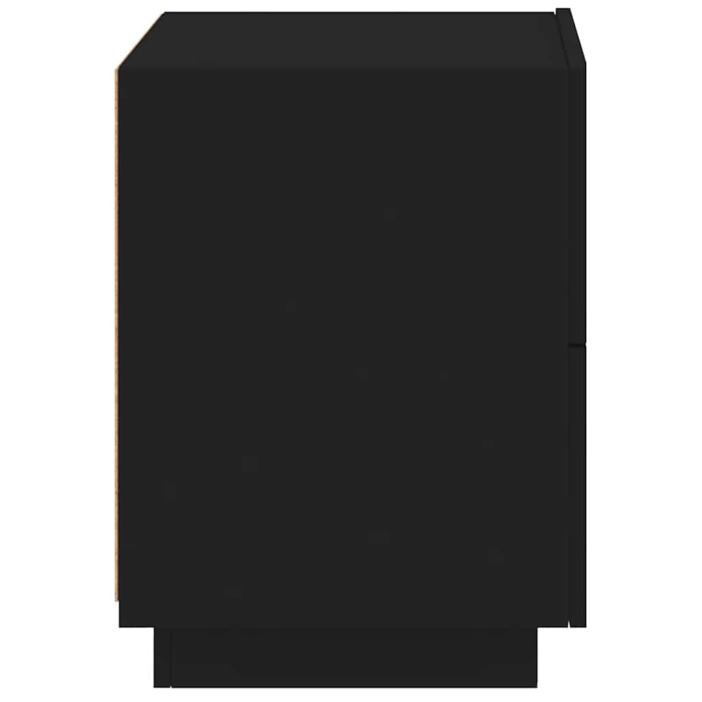 sengeborde 2 stk. med LED-lys konstrueret træ sort