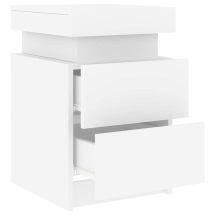 sengebord med LED-lys 35x39x55 cm hvid