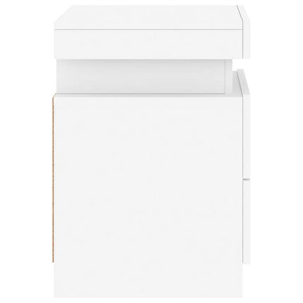 sengebord med LED-lys 35x39x55 cm hvid