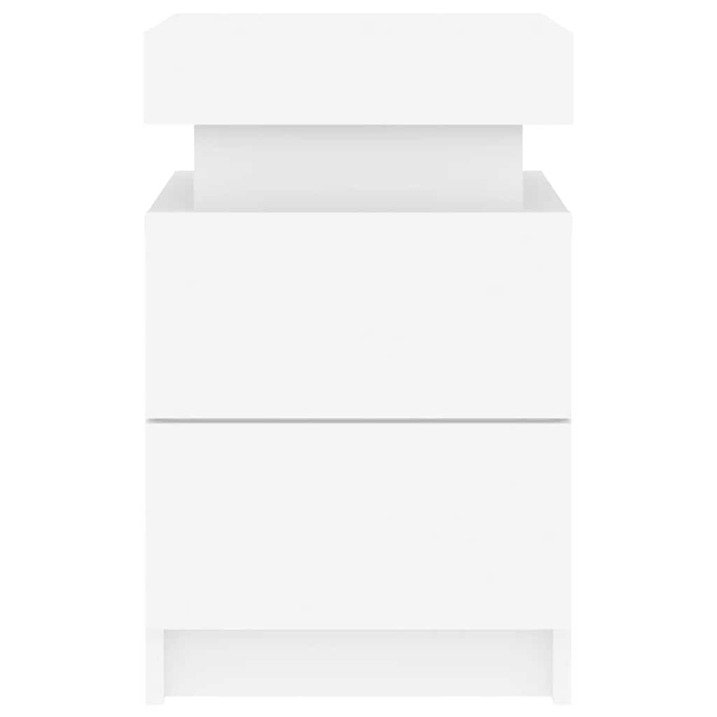 sengeborde 2 stk. med LED-lys 35x39x55 cm hvid