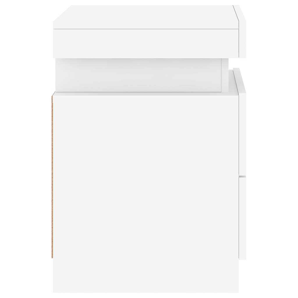 sengeborde 2 stk. med LED-lys 35x39x55 cm hvid