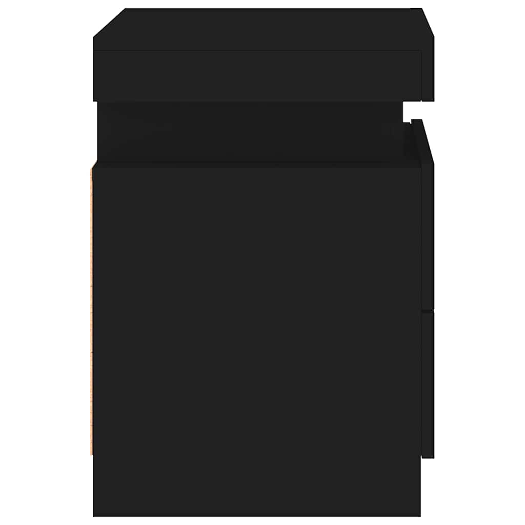 sengebord med LED-lys 35x39x55 cm sort