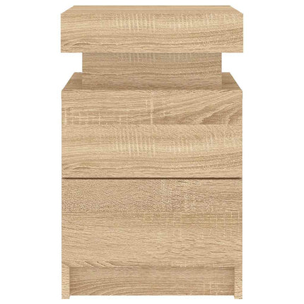 sengebord med LED-lys 35x39x55 cm sonoma-eg