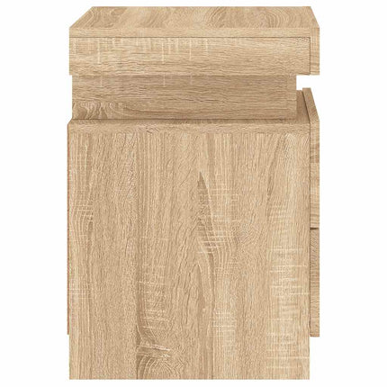 sengebord med LED-lys 35x39x55 cm sonoma-eg