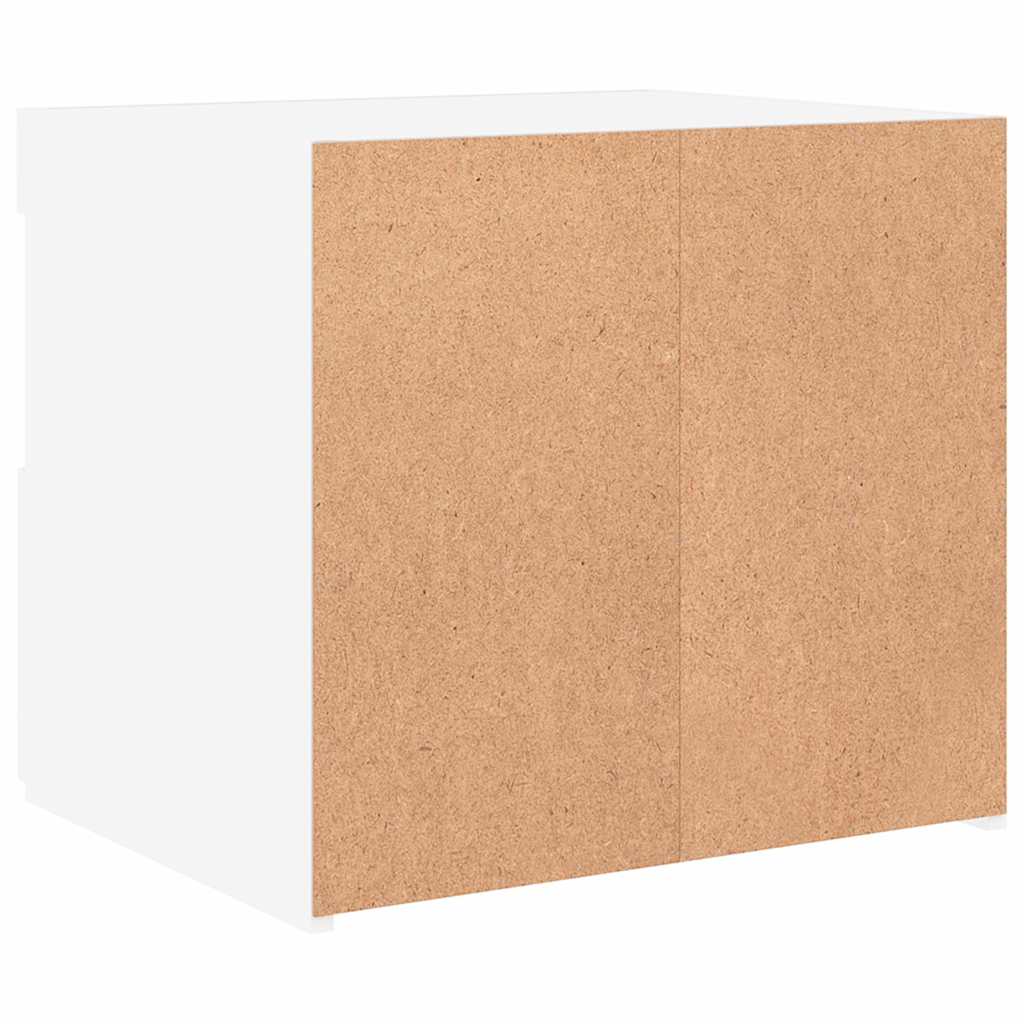 sengebord med LED-lys 50x40x45 cm hvid