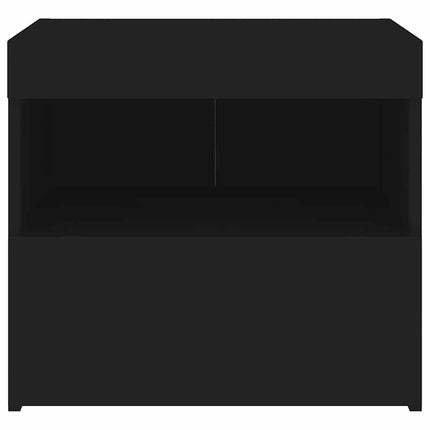 sengeborde 2 stk. med LED-lys 50x40x45 cm sort
